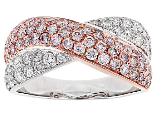 Photo of 1.50ctw Round Natural Pink & White Diamond 14K Two-Tone Gold Crossover Ring - Size 7