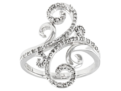 0.25ctw Round White Diamond Rhodium Over Sterling Silver Cocktail Ring - Size 6