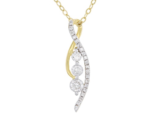 0.30ctw Round White Diamond 10K Yellow Gold Bypass Pendant With 17 Inch Cable Chain With Extender
