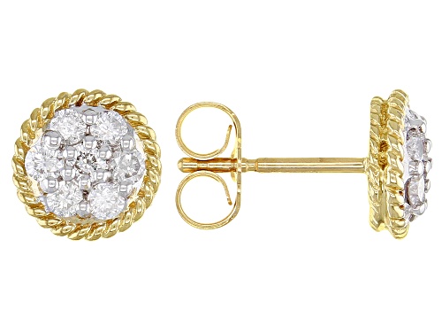 0.33ctw Round White Diamond 10k Yellow Gold Cluster Stud Earrings