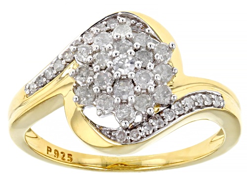 Photo of 0.50ctw Round White Diamond 18K Yellow Gold Over Sterling Silver Cluster Ring - Size 8