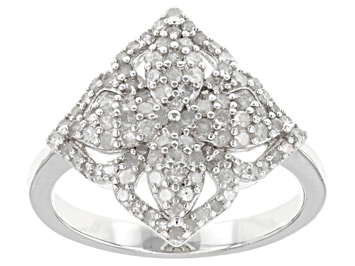 Photo of 0.63ctw Round White Diamond Rhodium Over Sterling Silver Cluster Ring - Size 8