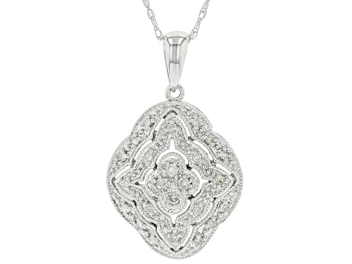 Photo of 0.14ctw Round White Diamond 10K White Gold Cluster Pendant With 18 Inch Rope Chain