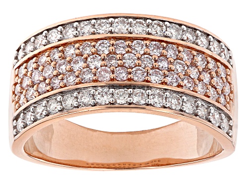 Photo of 0.85ctw Round Natural Pink And White Diamond 14K Rose Gold Wide Band Ring - Size 8