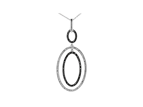 Photo of 0.20ctw Round Black And White Diamond Rhodium Over Sterling Silver Dangle Pendant With Chain