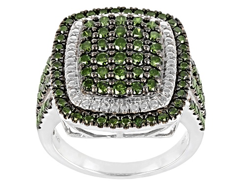 Photo of 1.75ctw Round Green Diamond Rhodium Over Sterling Silver Cluster Ring - Size 6