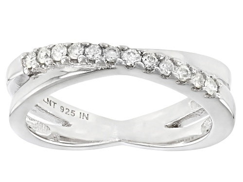 Photo of 0.20ctw Round White Diamond Rhodium Over Sterling Silver Crossover Band Ring - Size 8