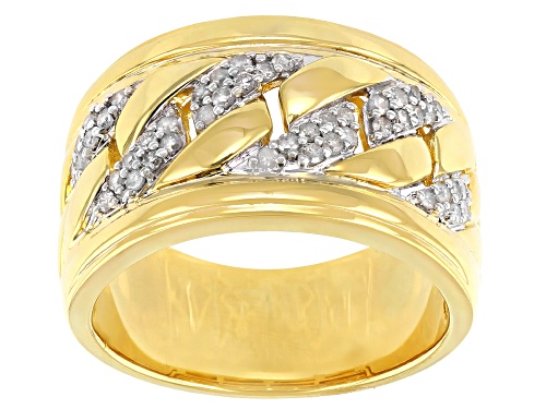 Photo of 0.50ctw Round White Diamond 14k Yellow Gold Over Sterling Silver Mens Wide Band Ring - Size 10