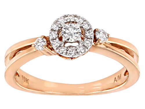 0.25ctw Round White Diamond With Round Pink Sapphire Accents 10k Rose Gold Ring - Size 7