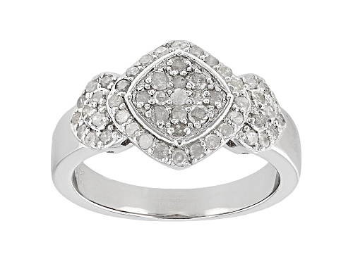 Photo of 0.65ctw Round White Diamond Rhodium Over Sterling Silver Cluster Ring - Size 8