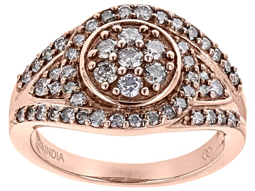 Photo of 1.00ctw Round Champagne Diamond 18k Rose Gold Over Sterling Silver Cluster Ring - Size 6