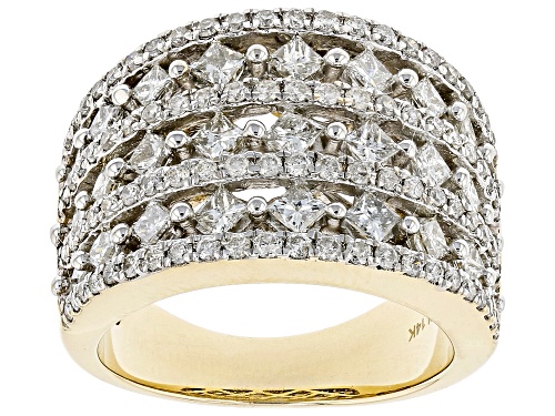 Photo of 2.00ctw Princess Cut And Round White Diamond 14k Yellow Gold Wide Band Ring - Size 7