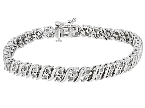 Photo of 1.00ctw Round White Diamond Rhodium Over Sterling Silver Tennis Bracelet - Size 7.25