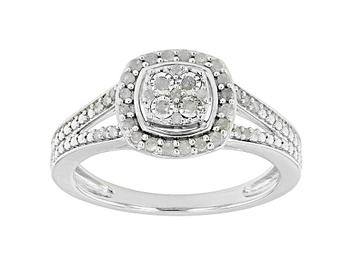 Photo of 0.25ctw Round White Diamond Rhodium Over Sterling Silver Cluster Ring - Size 7
