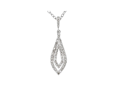 0.25ctw Round White Diamond Rhodium Over Sterling Silver Teardrop Pendant with 18