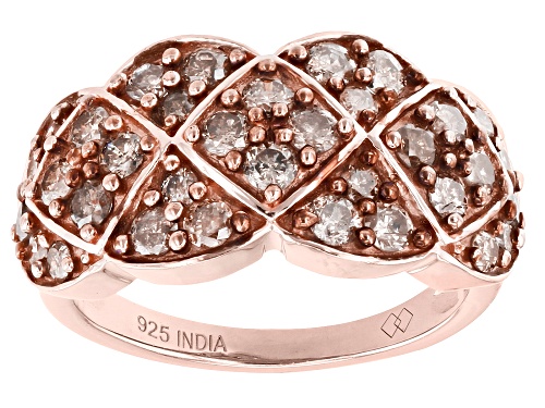 1.50ctw Round Champagne Diamond 18k Rose Gold Over Sterling Silver Band Ring - Size 5