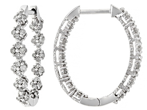 0.50ctw Round White Diamond 10k White Gold Inside-Out Hoop Earrings