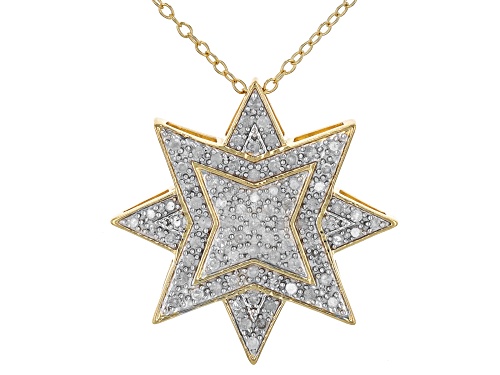 0.50ctw Round White Diamond 14k Yellow Gold Over Sterling Silver Star Cluster Pendant With Chain