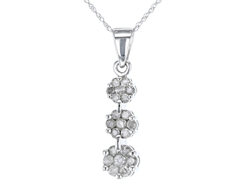 Photo of 0.50ctw Round White Diamond 10k White Gold Cluster Pendant With Chain