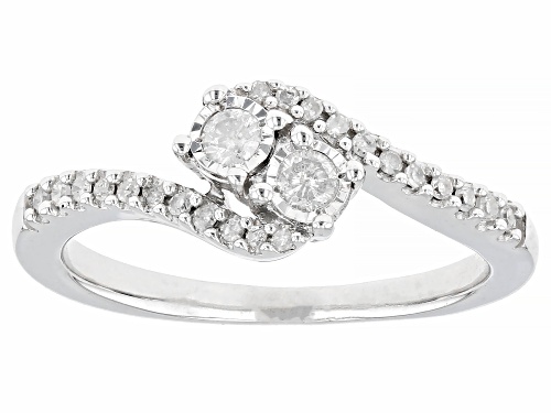 0.25ctw Round White Diamond Rhodium Over Sterling Silver Two-Stone Ring - Size 7