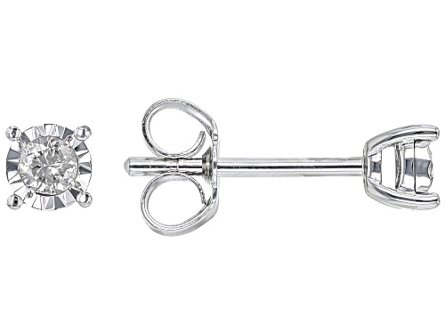 0.10ctw Round White Diamond 10k White Gold Solitaire Earrings