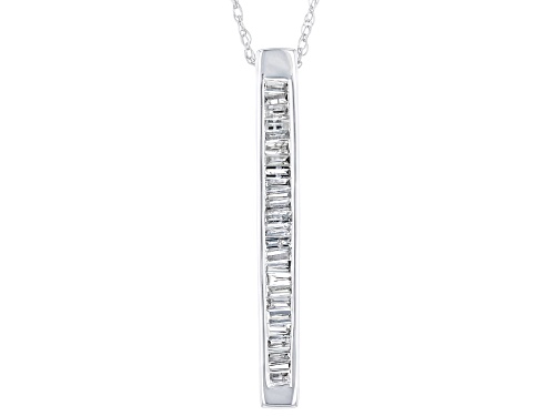 0.15ctw Baguette White Diamond 10k White Gold Slide Pendant With Rope Chain