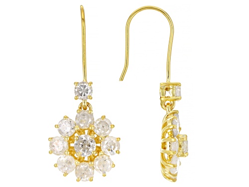 1.85ctw Round White Diamond 10k Yellow Gold Drop Earrings