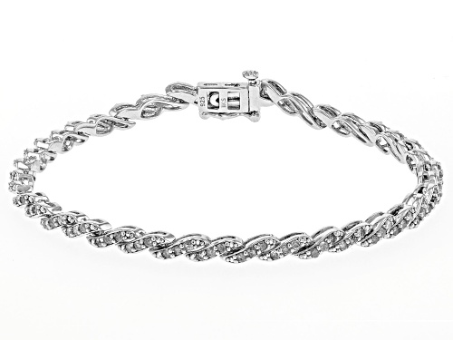 1.00ctw Round White Diamond Rhodium Over Sterling Silver Tennis Bracelet - Size 7.25