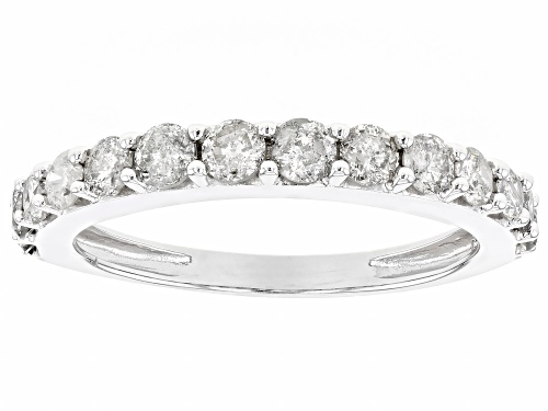 0.85ctw Round White Diamond 10k White Gold Band Ring - Size 10