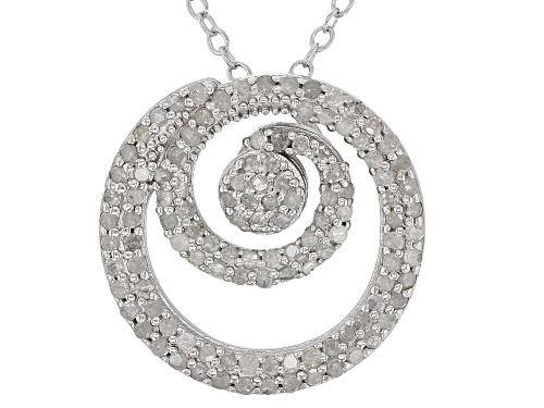 0.70ctw Round White Diamond Rhodium Over Sterling Silver Slide Pendant With 18" Cable Chain