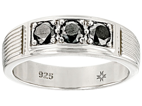 Photo of 0.75ctw Round Black Diamond Platinum Over Sterling Silver Mens Band Ring - Size 9