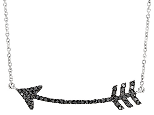 0.33ctw Round Black Diamond Rhodium Over Sterling Silver Arrow Necklace - Size 18