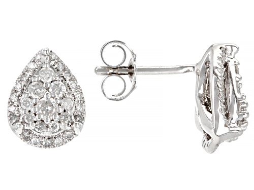 0.50ctw Round White Diamond 14k White Gold Teardrop Earrings