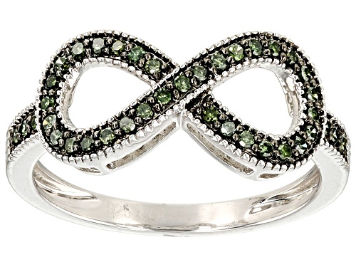 0.25ctw Round Green Diamond Rhodium Over Sterling Silver Infinity Ring - Size 7