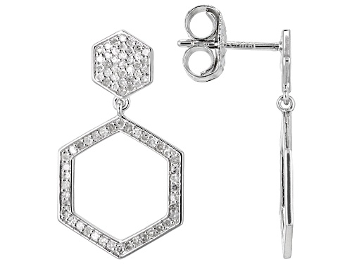 0.55ctw Round White Diamond Rhodium Over Sterling Silver Cluster Earrings