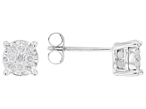 0.50ctw Round White Diamond 14k White Gold Cluster Stud Earrings