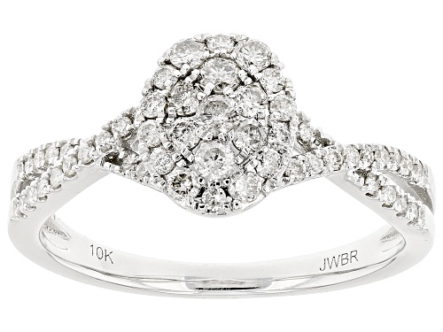 0.50ctw Round White Diamond 10k White Gold Cluster Ring - Size 7
