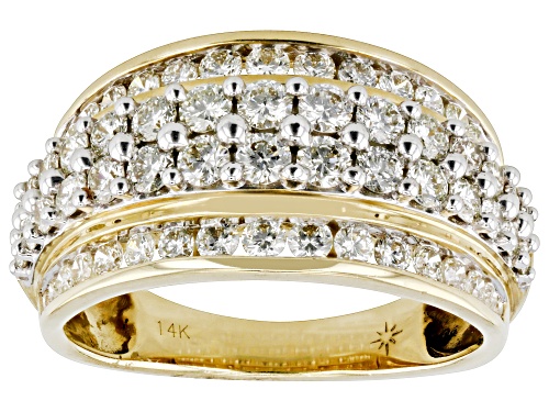 1.50ctw Round White Diamond 14k Yellow Gold Multi-Row Band Ring - Size 6