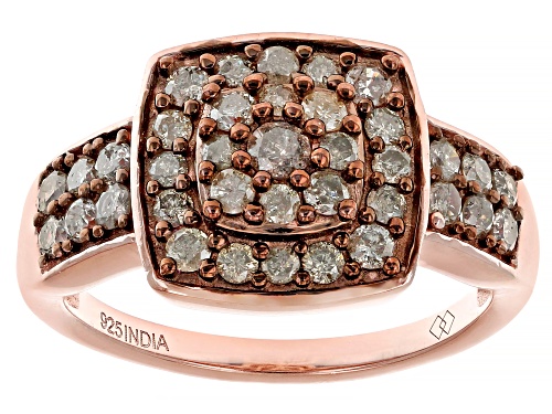 1.00ctw Round Champagne Diamond 18k Rose Gold Over Sterling Silver Cluster Ring - Size 7