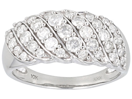 0.95ctw Round White Diamond 10k White Gold Ring - Size 6