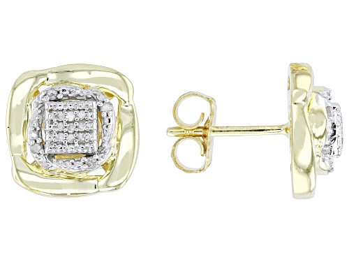 Round White Diamond Accent 14k Yellow Gold Over Sterling Silver Cluster Stud Earrings