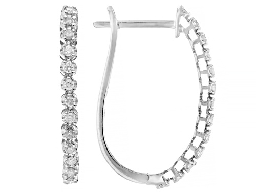 0.25ctw Round White Diamond 10k White Gold Hoop Earrings