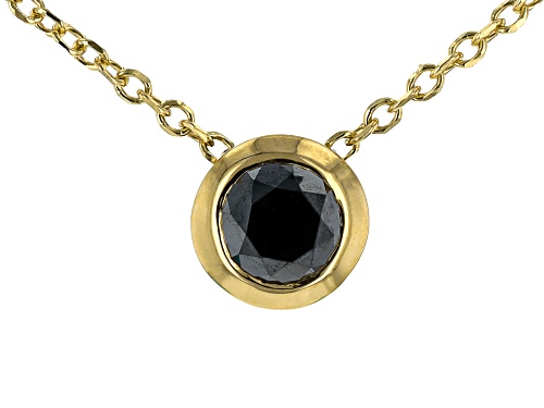 0.50ctw Round Black Diamond 14k Yellow Gold Solitaire Slide Pendant
