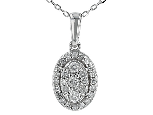 0.20ctw Round White Diamond 10k White Gold Cluster Pendant With 18" Cable Chain