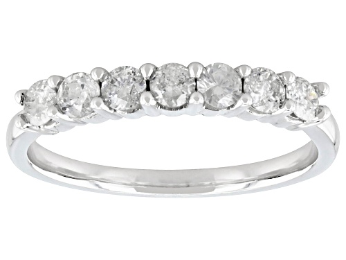 0.45ctw Round White Diamond 10k White Gold 7-Stone Band Ring - Size 7