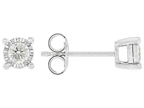 0.25ctw Round White Diamond 10k White Gold Solitaire Stud Earrings