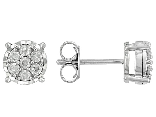 0.25ctw Round White Diamond 10k White Gold Cluster Stud Earrings