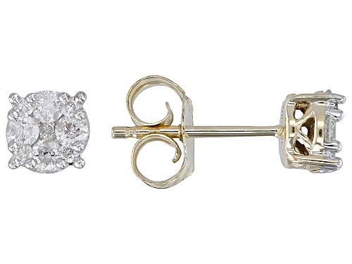 0.25ctw Round White Diamond 10k Yellow Gold Cluster Stud Earrings