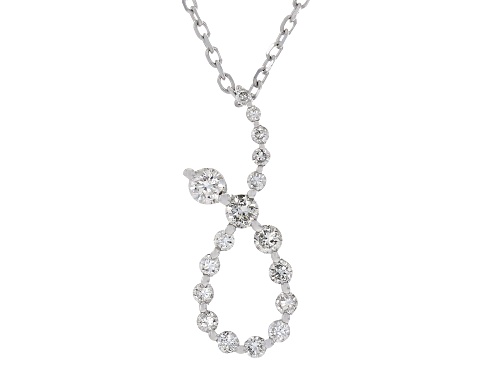 0.33ctw Round White Diamond 10k White Gold Slide Pendant With Cable Chain
