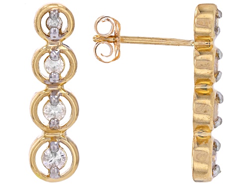 0.20ctw Round White Diamond 10k Yellow Gold Drop Earrings
